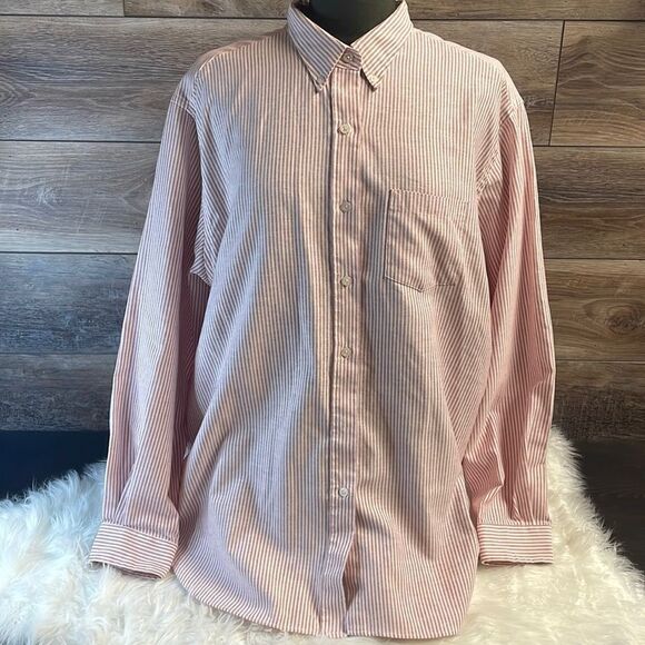 VanHeusen for Her Womens Striped Button Up Dress Shirt Pink White Size 26 - Picture 2 of 9